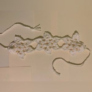 White Metallic Flowered Head band